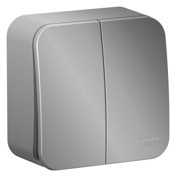 Выключатель 2-кл. ОП Blanca 10А IP20 (сх. 5) 250В с изолир. пластиной алюм. SE BLNVA105013