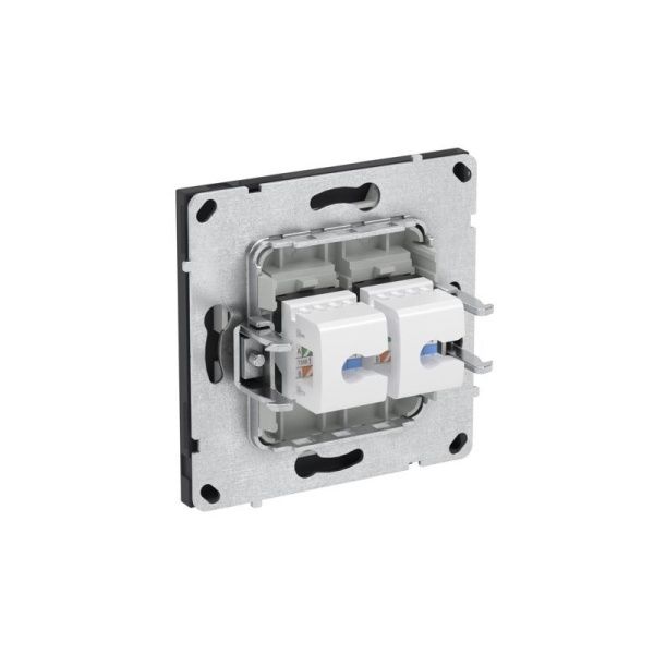 Розетка компьютерная 2-м KANT RJ45 кат.6A без шторки черн. уголь DKC 7012674