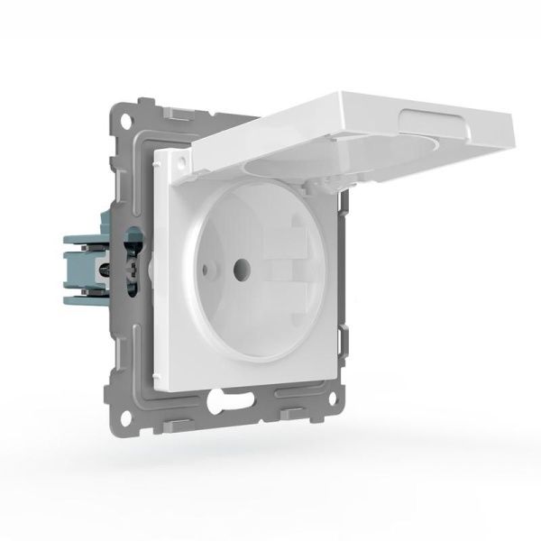 Розетка 1-м СП Pixel IP44 с заземл. защ. шторки с крышкой механизм бел. TOKOV ELECTRIC TKE-PX-R1ZSW1-C01-IP44