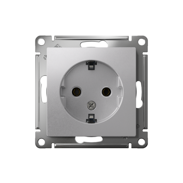 Розетка 1-м СП AtlasDesign 16А IP20 с заземл. механизм алюм. SE ATN000343