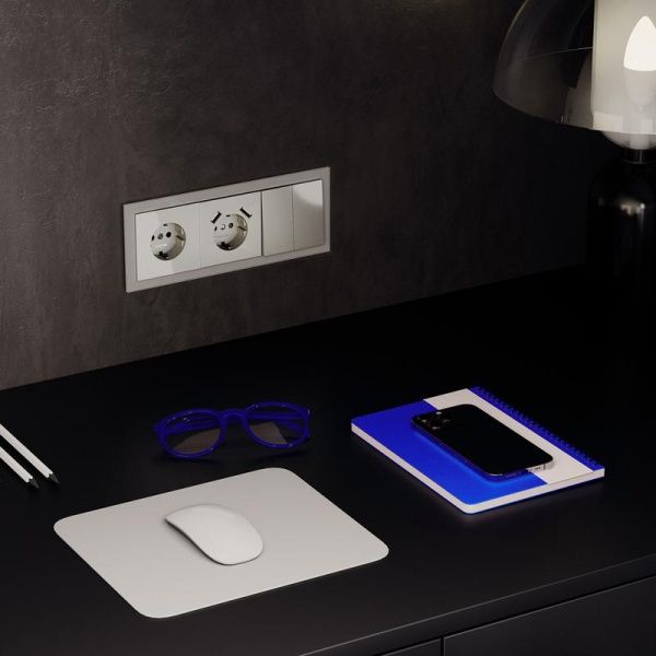 Розетка 1-м СП S70 16А с USB A+A с заземл. защ. шторки механизм шелк Voltum VLS040404