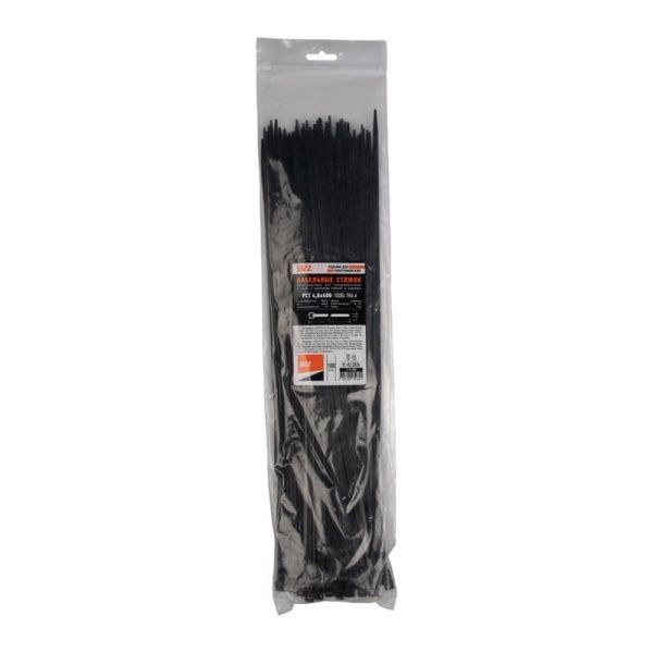 Хомут кабельный PCT 4.8х400-100BL 4.8х400 PA6.6 черн.(уп.100шт) JazzWay 5054691