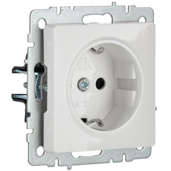 Розетка BRITE РС14-1-0-БрБ 16А с заземл. защ. шторки механизм бел. IEK BR-R14-16-K01