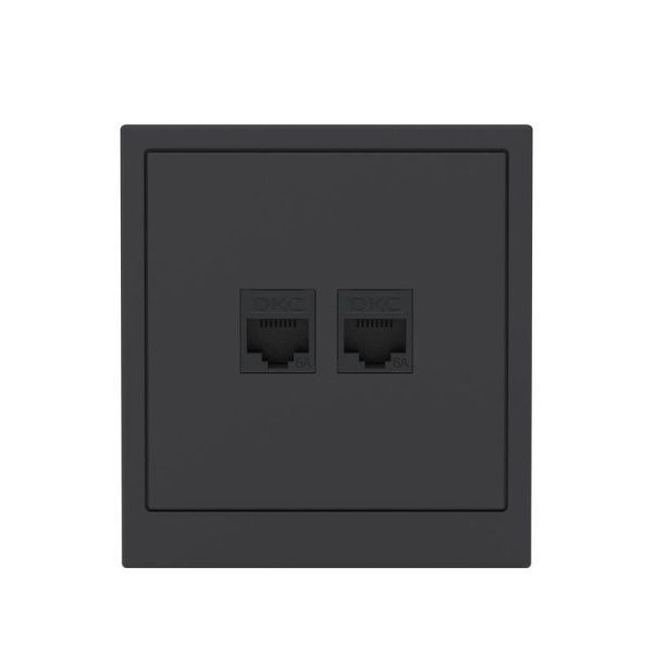 Розетка компьютерная 2-м KANT RJ45 кат.6A без шторки черн. уголь DKC 7012674