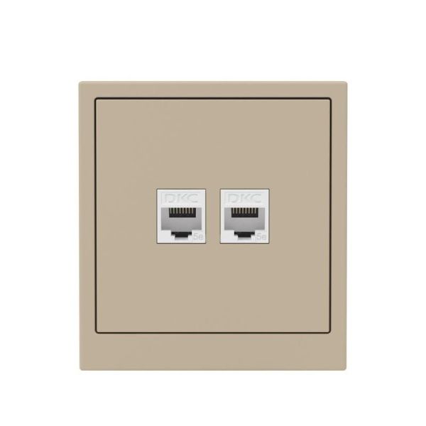 Розетка компьютерная 2-м KANT RJ45 кат.5E без шторки ванильн. марципан DKC 7015664