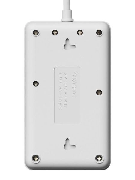 Удлинитель с сетевым фильтром 3х3м 10А 4USB + 2USBC 2500Вт ПВС 3х1 прямоуг. бел. КОСМОС FKsm3m-3gPF(W)USB
