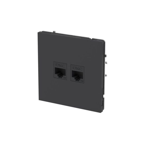 Розетка компьютерная 2-м KANT RJ45 кат.5E без шторки черн. уголь DKC 7012664
