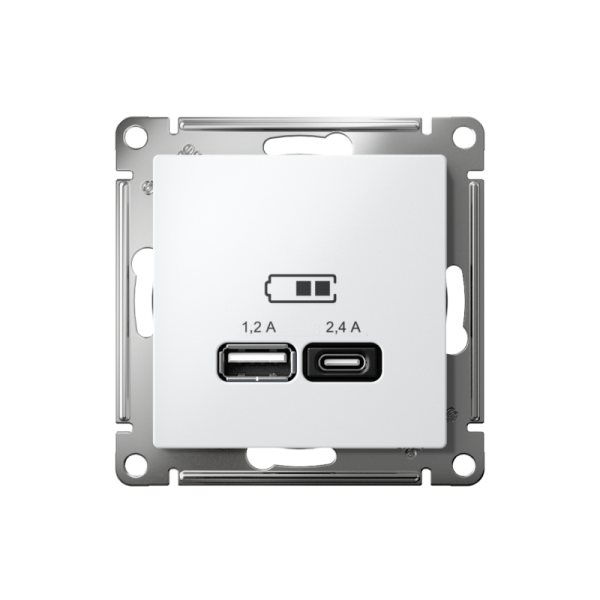 Розетка USB AtlasDesign тип A+C 5В/2.4А 2х5В/1.2А механизм бел. SE ATN000139