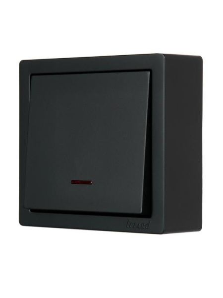 Выключатель 1-кл. ОП LETO 10А IP20 с индикацией черн. бархат LEZARD 752-4200-111