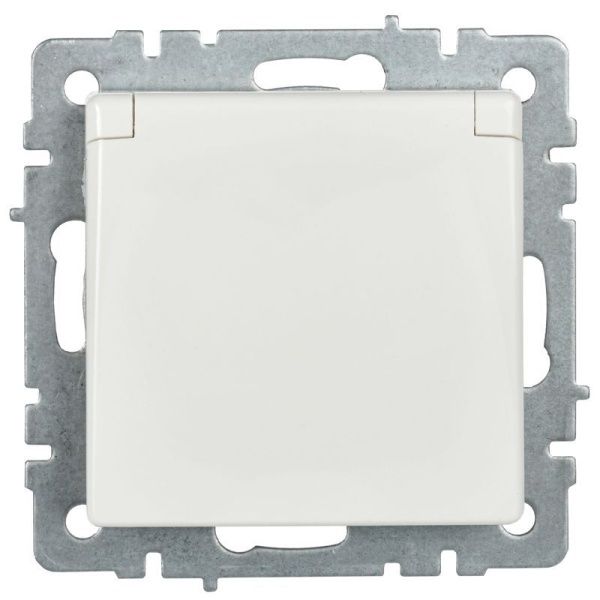 Розетка BRITE РСбш10-3-БрБ 16А IP20 с заземл. защ. шторки с крышкой механизм бел. IEK BR-R16-16-K01