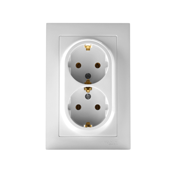 Розетка 2-м СП AtlasDesign 16А IP20 с заземл. в сборе бел. SE ATN000124