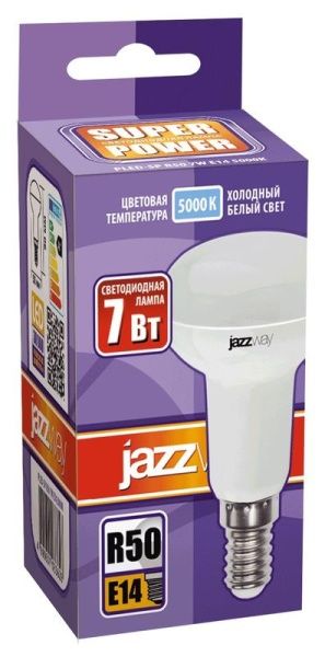 Лампа светодиодная PLED-SP 7Вт R50 5000К холод. бел. E14 540лм 230В JazzWay 1033635