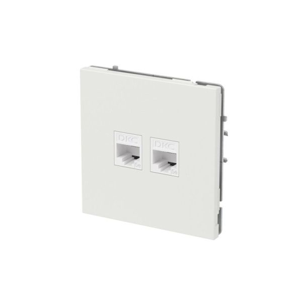 Розетка компьютерная 2-м KANT RJ45 кат.5E без шторки бел. песок DKC 7010664