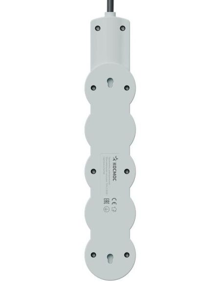 Удлинитель 3х1.5м с заземл. 10А IP20 USB 2500Вт 220В ПВС 3х1 с выкл. черн. КОСМОС YKsm1.5m4g-Z-VU10А-B