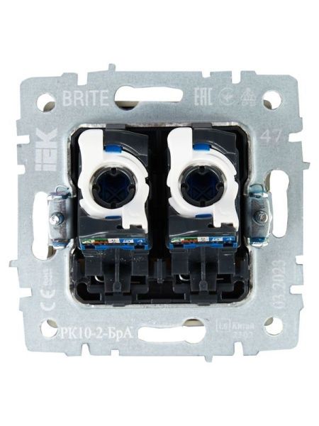 Розетка компьютерная двойн. СП RJ45 кат.5E BRITE РК10-2-БрА механизм алюм. IEK BR-K20-1-K47