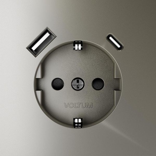 Розетка 1-м СП S70 16А с USB A+С с заземл. защ. шторки механизм шелк Voltum VLS040504