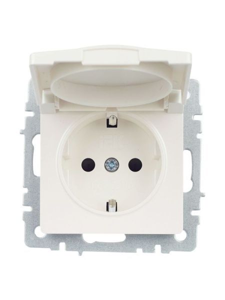 Розетка BRITE РСбш10-3-БрЖ 16А IP20 с заземл. защ. шторки с крышкой механизм жемчуж. IEK BR-R16-16-K36