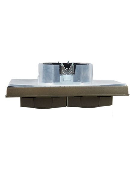 Розетка 2-м СП BRITE РСбш12-3-44-БрШ 16А в сборе IP44 с крышкой шампань IEK BR-R26-16-44-K37-F