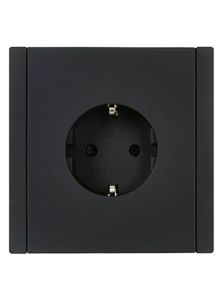 Розетка СП FORTE&PIANO FP115 16А с заземл. защ. шторки винт. крепл. черн. IEK FP-R14-16-K02
