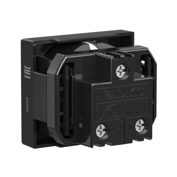 Розетка 1-м 2мод. Viva 16А IP20 2P+E с заземл. защ. шторки черн. DKC 45205