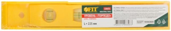 Уровень "Торпедо" пластиковый 3 глазка магнитный 225мм FIT 18601