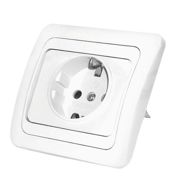 Розетка 1-м СП Валери 16А IP20 с заземл. бел. UNIVersal В0028