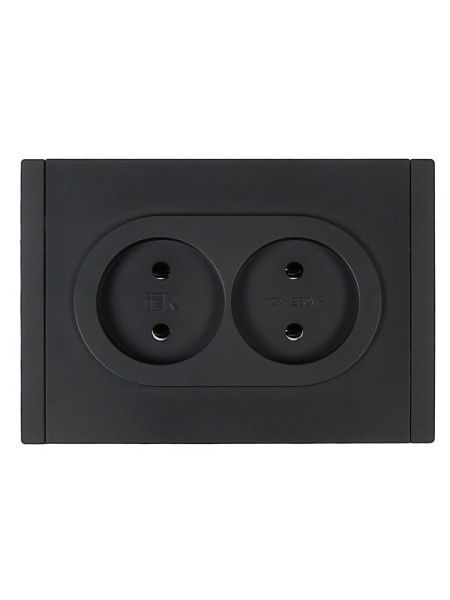 Розетка 2-м СП FORTE&PIANO FP126 10А без заземл. без защ. шторок безвинт. крепл. черн. IEK FP-R20-10-1-K02