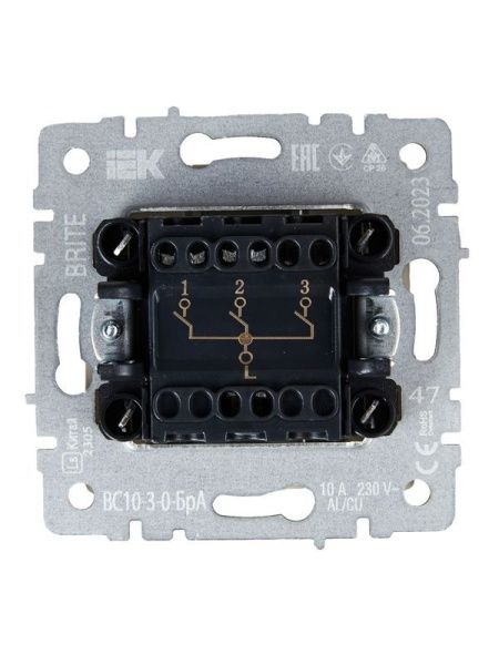 Выключатель 3-кл. СП BRITE ВС10-3-0-БрА 10А механизм алюм. IEK BR-V30-0-10-K47