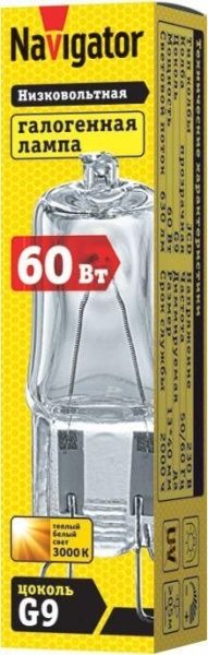 Лампа галогенная 94 216 JCD9 60Вт капсульная G9 3000К 230В clear 2000h Navigator 94216