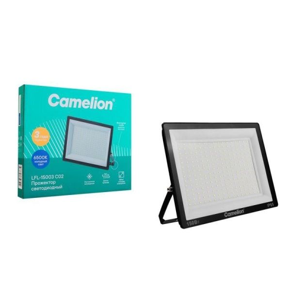 Прожектор светодиодный LFL-15003 C02 LED SMD 150Вт IP65 6500К 15000лм 230В 300х252х34 черн. Camelion 16329