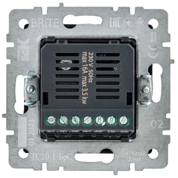 Термостат электронный с индик. BRITE СП IP20 ТС10-1-БрС механизм сталь IEK BR-RT11-K46