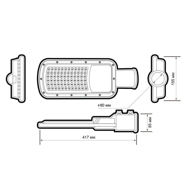 Светильник светодиодный PSL 07 80Вт 5000К IP65 AC180-260 уличный ДКУ Pro JazzWay 5041073