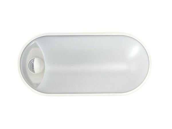 Светильник светодиодный WP 15 C 12W OP 840 W10L22 WH MDM 220х106х60мм 12Вт 4000К IP54 ЖКХ овал. пылевлагозащ. с датчиком движ. бел. Русский Свет 15071524500