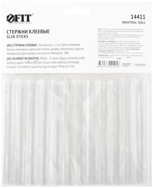 Стержень клеевой 11х100мм бесцвет. (уп.12шт) FIT 14411