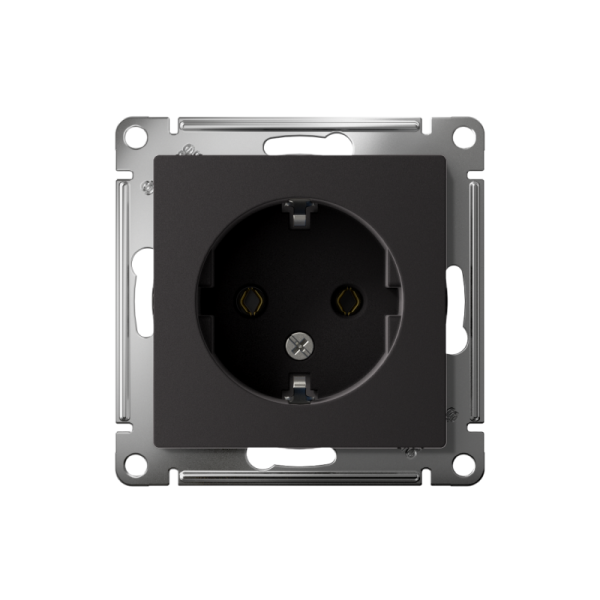 Розетка 1-м СП AtlasDesign 16А IP20 с заземл. механизм карбон SE ATN001043