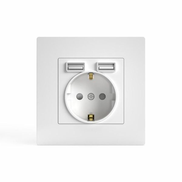 Розетка 1-м СП Pixel IP20 с заземл. с 2-мя заряд. устр. USB тип A+C механизм бел. TOKOV ELECTRIC TKE-PX-R1U2AC-C01