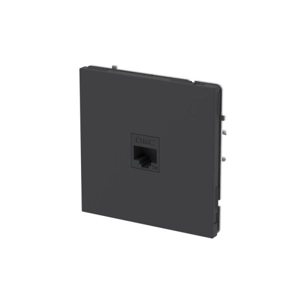 Розетка компьютерная 1-м KANT RJ45 кат.5E без шторки черн. уголь DKC 7012663