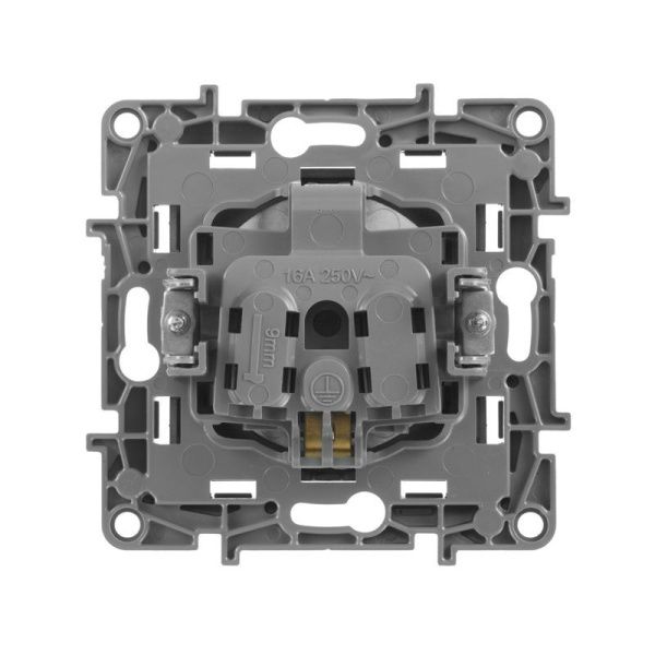 Розетка 1-м СП Etika 16А IP31 250В 2P+E с заземл. защ. шторки немецк. стандарт винтов. клеммы механизм антрацит IEK 672622