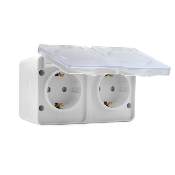 Розетка 2-м ОП AtlasDesign PROFI 16А IP54 заземл. защ. шторки бел. SE ATN540126