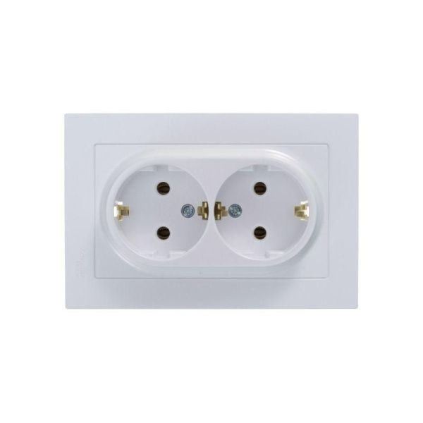 Розетка 2-м СП AtlasDesign 16А IP20 с заземл. в сборе жемчуж. SE ATN000424