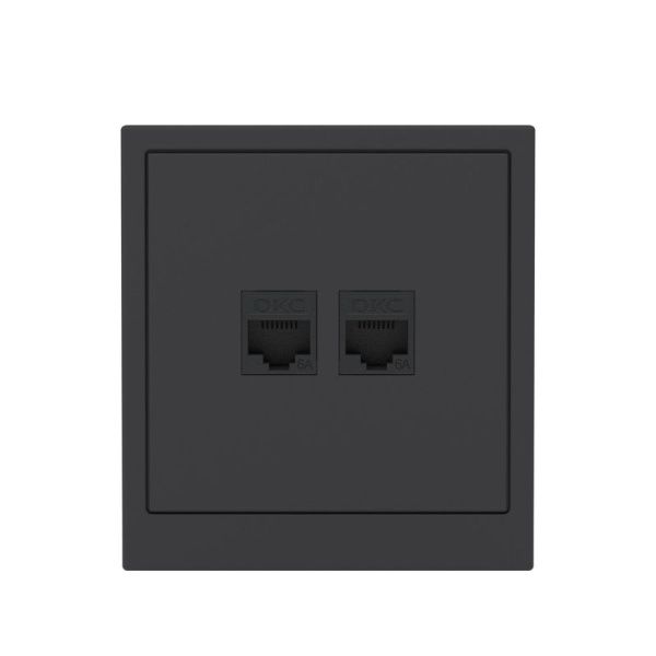 Розетка компьютерная 2-м KANT RJ45 кат.6A без шторки черн. уголь DKC 7012674