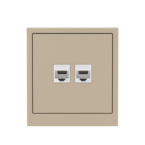 Розетка компьютерная 2-м KANT RJ45 кат.5E без шторки ванильн. марципан DKC 7015664