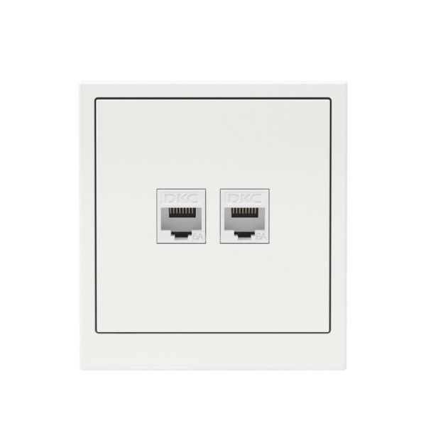 Розетка компьютерная 2-м KANT RJ45 кат.6A без шторки бел. магнолия DKC 7000674