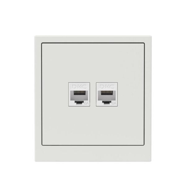 Розетка компьютерная 2-м KANT RJ45 кат.6A без шторки бел. песок DKC 7010674