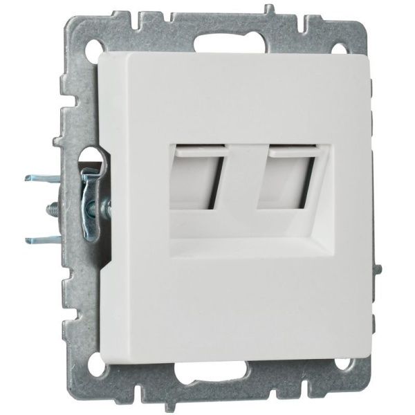 Розетка компьютерная двойн. СП RJ45 кат.5E BRITE РК10-2-БрБ механизм бел. IEK BR-K20-1-K01