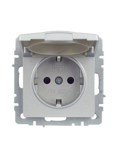 Розетка BRITE РСбш10-3-44-БрА 16А IP44 с заземл. защ. шторки с крышкой механизм алюм. IEK BR-R16-16-44-K47