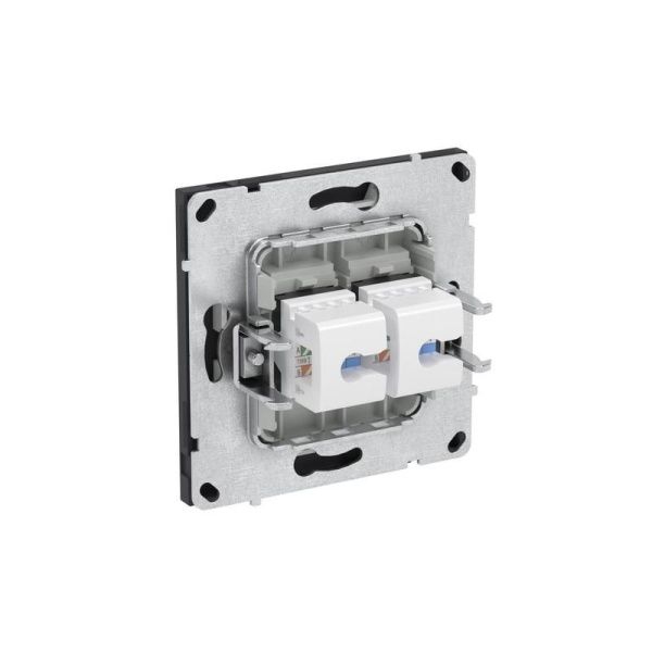 Розетка компьютерная 2-м KANT RJ45 кат.6A без шторки черн. уголь DKC 7012674