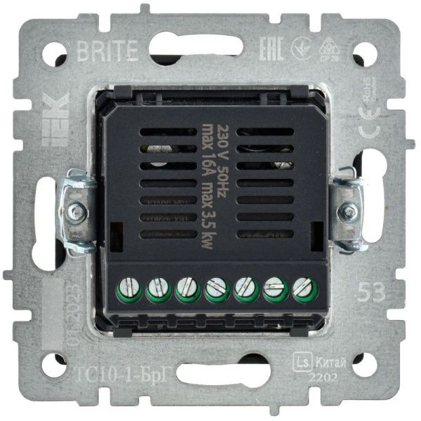 Термостат электронный с индик. BRITE СП IP20 ТС10-1-БрГ механизм графит IEK BR-RT11-K53