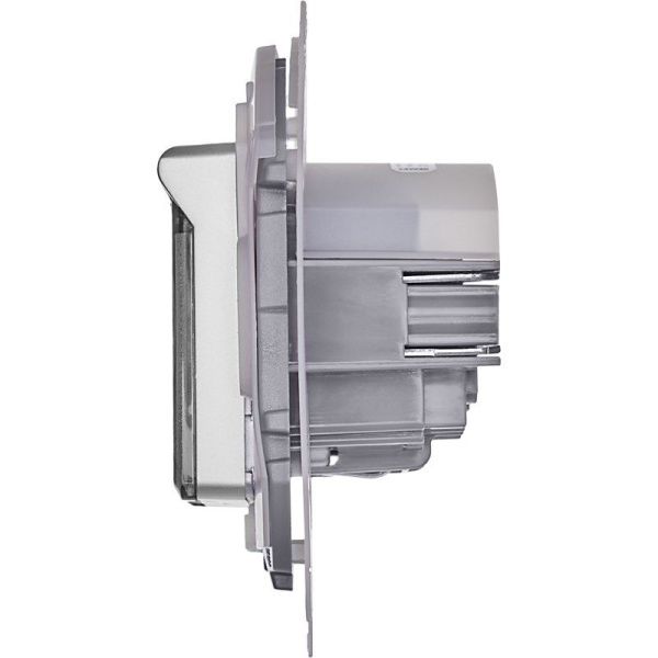 Розетка 1-м СП Inspiria 16А IP44 250В 2P+E защ. шторки с крышкой немецк. стандарт механизм алюм. IEK 673742