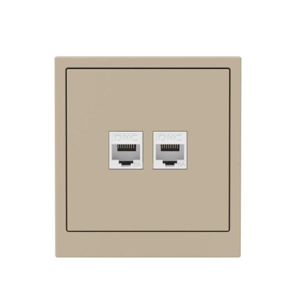 Розетка компьютерная 2-м KANT RJ45 кат.6A без шторки ванильн. марципан DKC 7015674